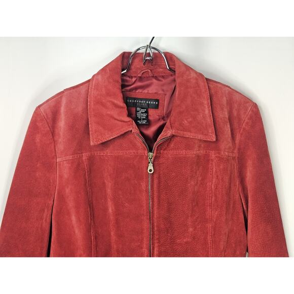 Vintage Geoffrey Beene Sport Blazer Red Suede Jacket Leather Coat Funky Academia - Picture 3 of 10